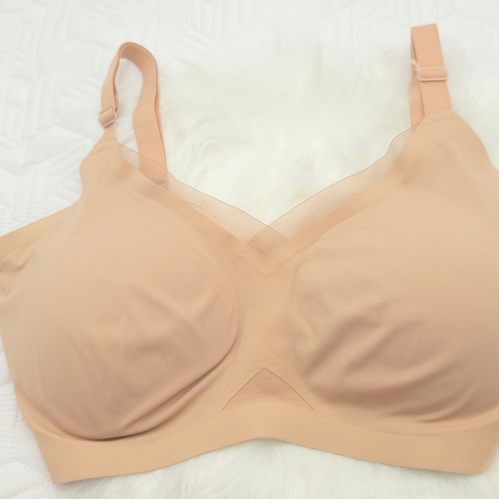 Honeylove Crossover Bra Women 2X Beige Sand Wireless Support Seamless Excellent